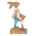 Clayre & Eef Figur Kaninchen 12x6x22 cm Braun Blau Holz