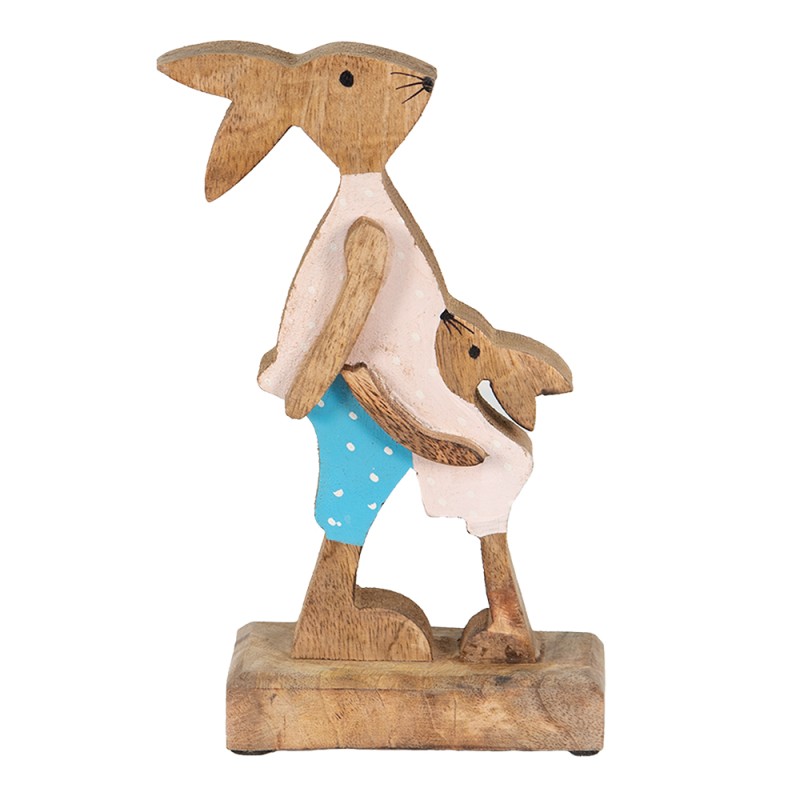Clayre & Eef Figur Kaninchen 12x6x22 cm Braun Blau Holz
