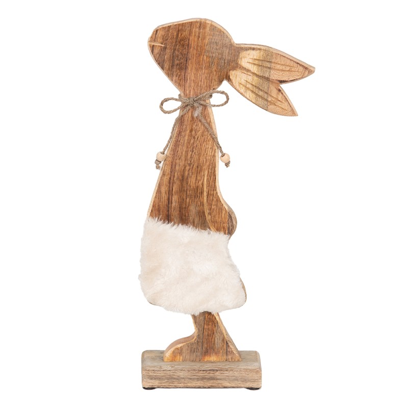 Clayre & Eef Statuetta Coniglio 18x6x40 cm Marrone Bianco  Legno