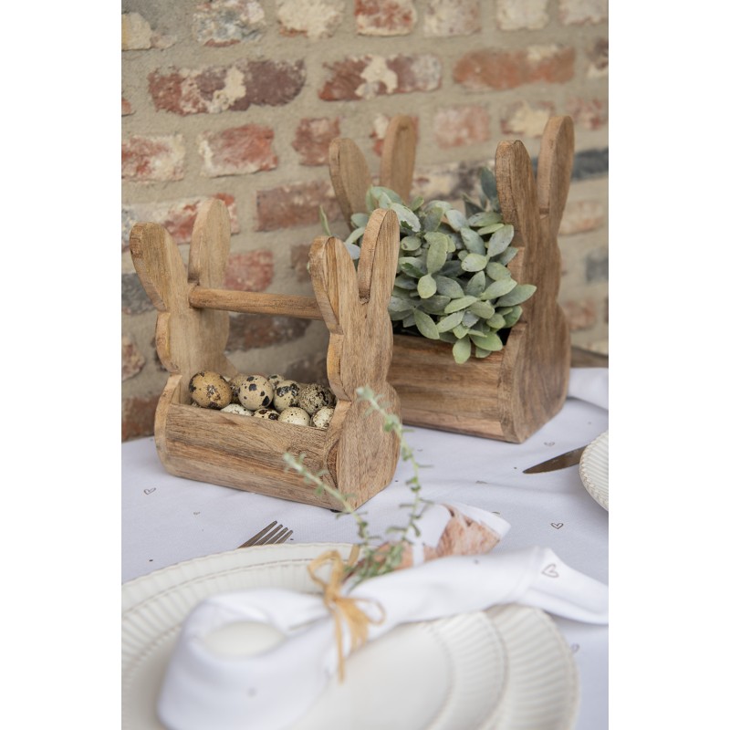 Clayre & Eef Wooden Box Rabbit 16x12x25 cm Brown Wood