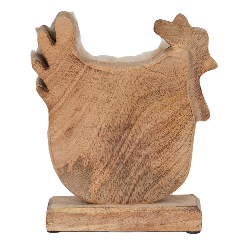 Clayre & Eef Statuetta Gallo 18x5x21 cm Bianco Marrone  Legno Tessuto