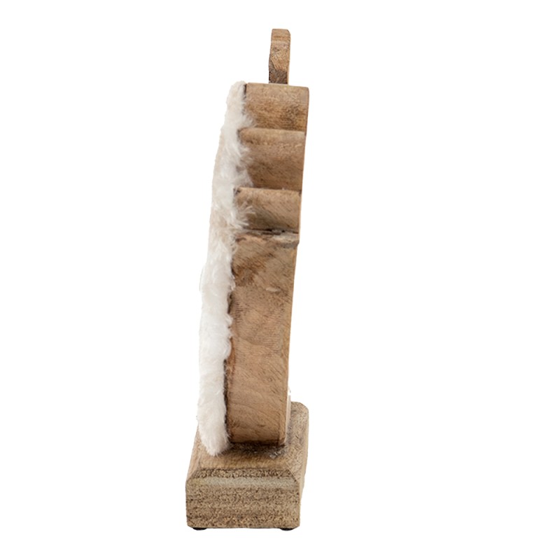 Clayre & Eef Figur Hahn 15x5x19 cm Weiß Braun Holz Textil