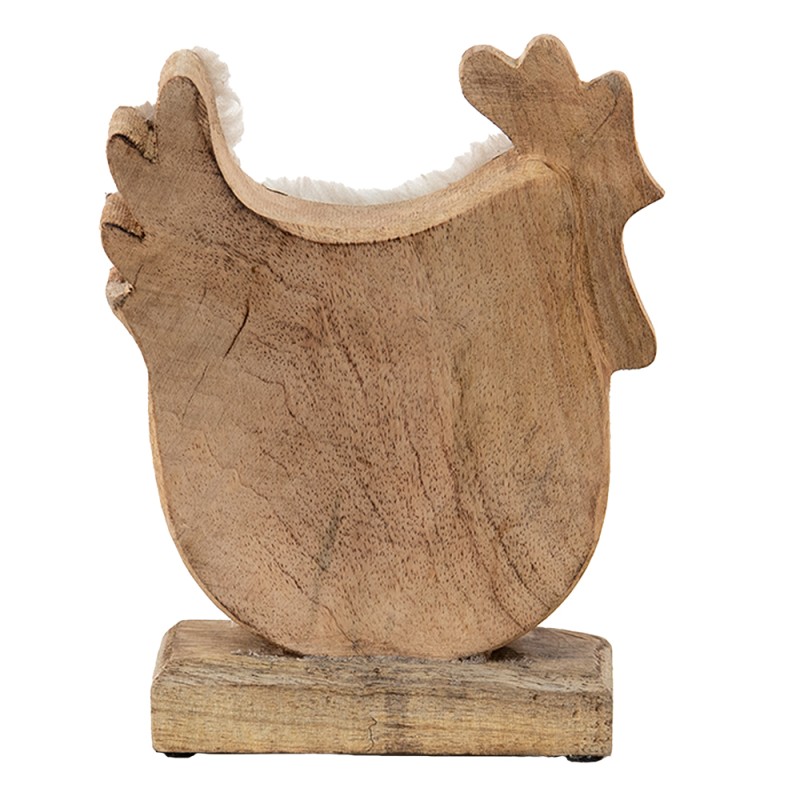 Clayre & Eef Figur Hahn 15x5x19 cm Weiß Braun Holz Textil