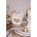 Clayre & Eef Figur Hahn 15x5x19 cm Weiß Braun Holz Textil