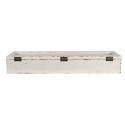Clayre & Eef Wooden Box 60x13x10 cm White Wood Glass