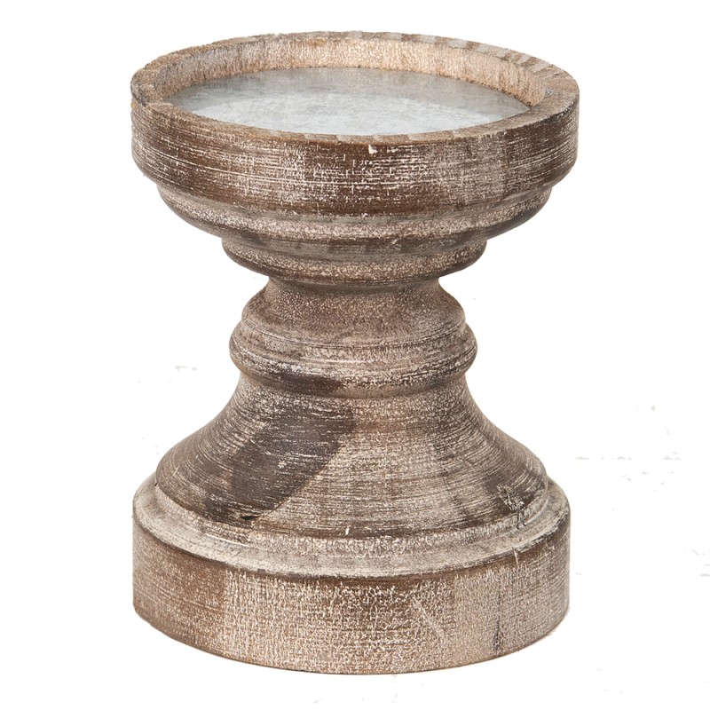 Clayre & Eef Kerzenständer Ø 14x16 cm Braun Holz