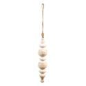 Clayre & Eef Ornement de Noël Ø 5x23 cm Beige Blanc Bois