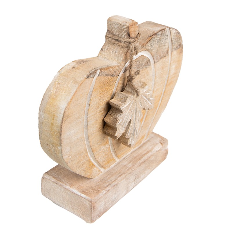 Clayre & Eef Décoration Citrouille 29x6x22 cm Marron Blanc Bois