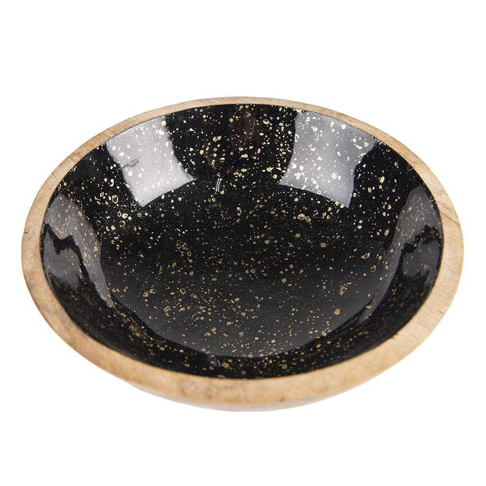 Schüssel 21cm Mango Holz Grau Perlmutt Emaille Schale Bowl Salatschüssel Deko
