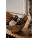Clayre & Eef Decorative Bowl Ø 25x10 cm Black Brown Wood Round