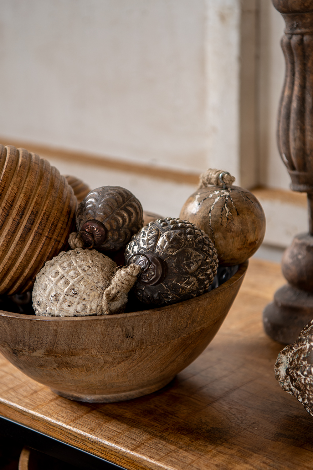 Decoratie Schaal Ø 25X10 Cm Zwart Bruin Hout-image