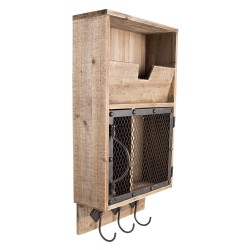 Clayre & Eef Wandkast  28x10x50 cm Bruin Hout Metaal Rechthoek