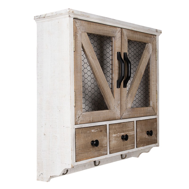 Clayre & Eef Mensola da parete 53x15x51 cm Bianco Marrone  Legno Metallo Rettangolo