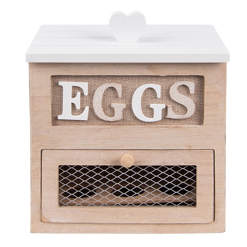 Clayre & Eef Egg Holder 18x9x20 cm Brown Wood Rectangle Eggs