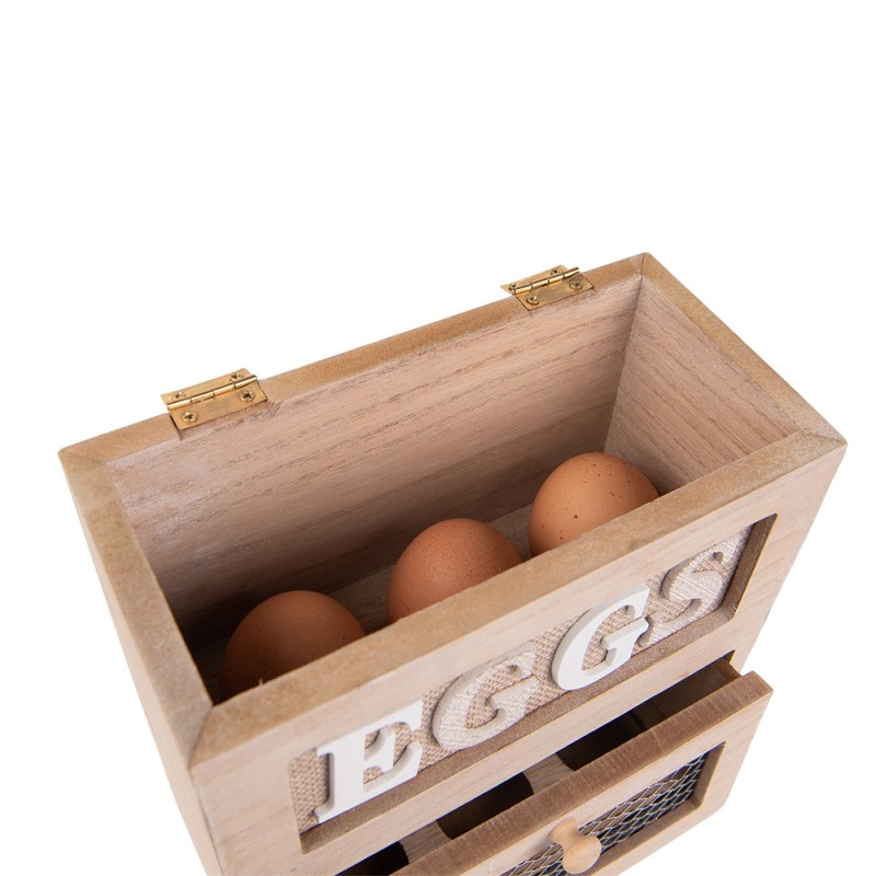 Clayre & Eef Egg Holder 18x9x20 cm Brown Wood Rectangle Eggs
