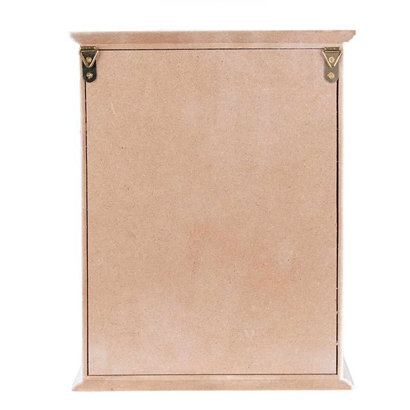 Clayre & Eef Sleutelkastje  20x6x27 cm Wit Hout Glas Rechthoek Home is my favourite place to be