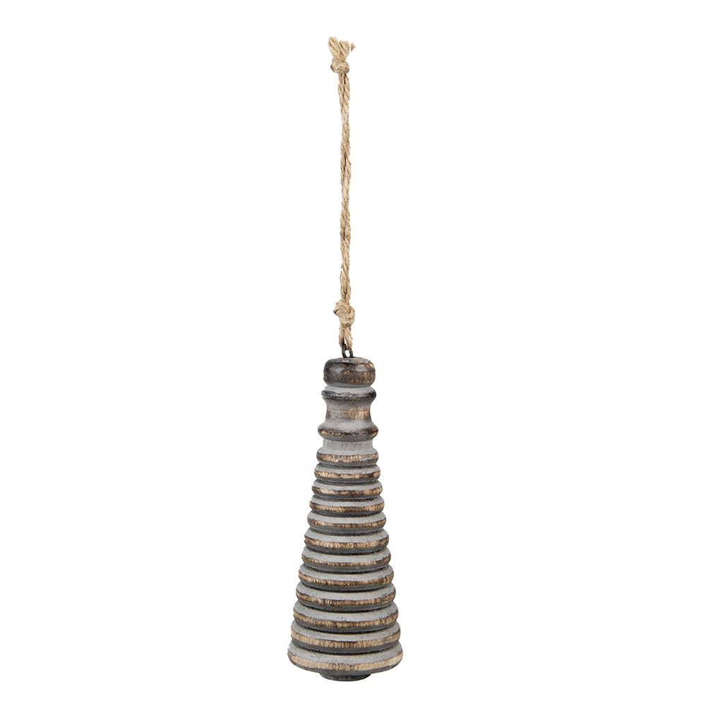 Clayre & Eef Kersthanger Ø 6x16 cm Grijs Hout afbeelding 1