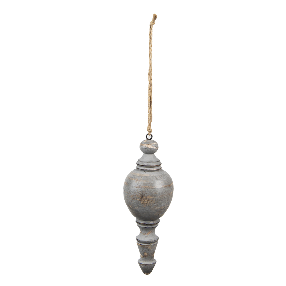 Clayre & Eef Kersthanger Ø 7x19 cm Grijs Bruin Hout afbeelding 1