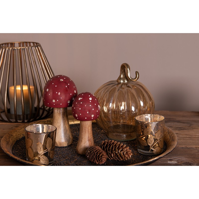 Clayre & Eef Decorazione Fungo Ø 6x13 cm Rosso Legno