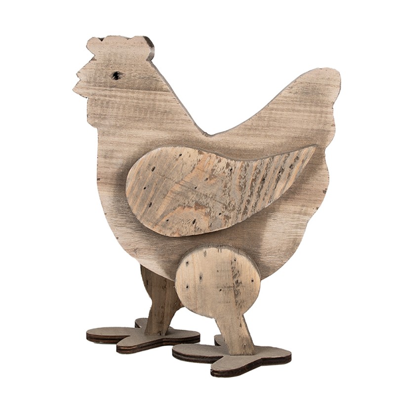 Clayre & Eef Decorative Figurine Chicken 28 cm Brown Wood