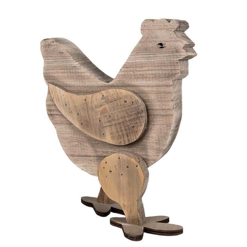 Clayre & Eef Decorative Figurine Chicken 28 cm Brown Wood