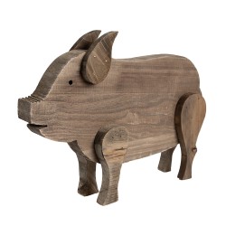 Clayre & Eef Statuetta decorativa Maiale 42x9x28 cm Marrone Legno