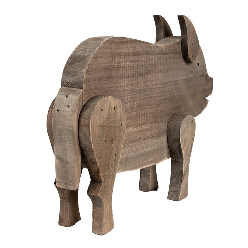 Clayre & Eef Statuetta decorativa Maiale 42x9x28 cm Marrone Legno