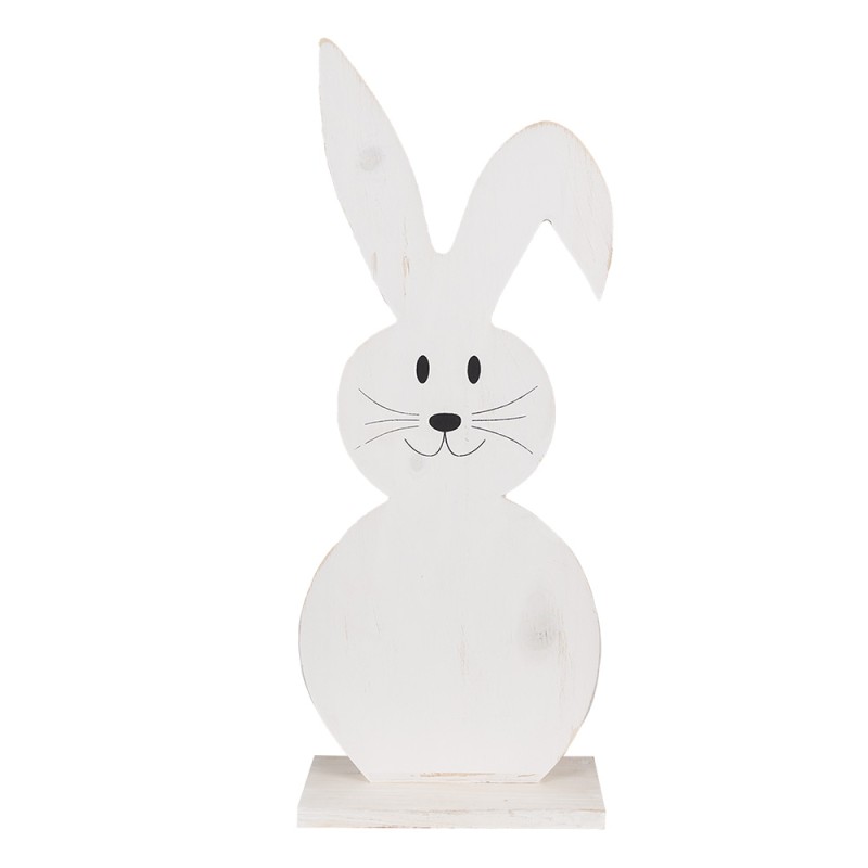 Clayre & Eef Figurine décorative Lapin 26 cm Blanc Bois