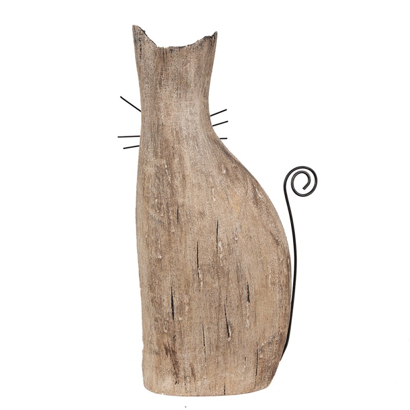 Clayre & Eef Figurine décorative Chat 26 cm Marron Bois Fer