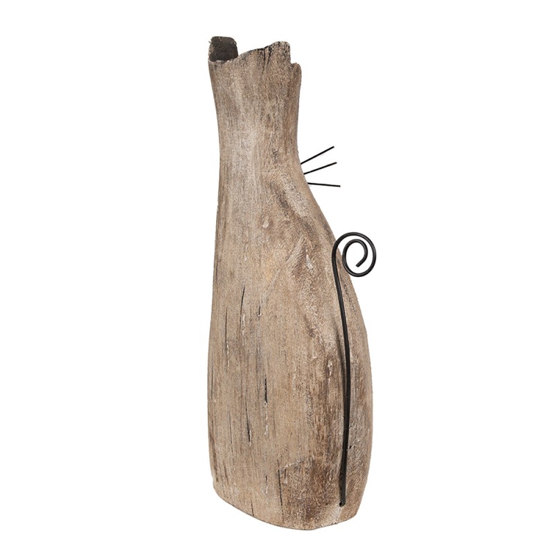 Clayre & Eef Figurine décorative Chat 26 cm Marron Bois Fer