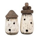 Clayre & Eef Statuetta decorativa Faro Ø 11x23 cm Bianco Marrone  Legno