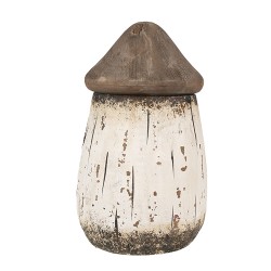 Clayre & Eef Figurine décorative Maison Ø 11x17 cm Blanc Marron Bois