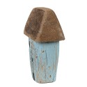 Clayre & Eef Dekorationsfigur Haus 10 cm Blau Braun Holz