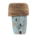 Clayre & Eef Dekorationsfigur Haus 10 cm Blau Braun Holz