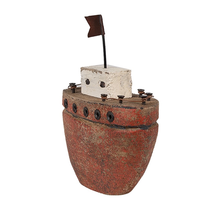 Clayre & Eef Decoratie Model Boot 12 cm Rood Hout IJzer