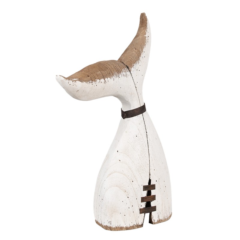 Clayre & Eef Figurine décorative Baleine 45 cm Blanc Marron Bois