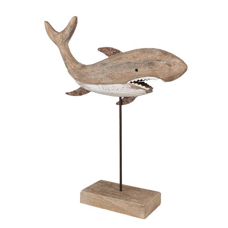 Clayre & Eef Decorative Figurine Shark 37 cm Brown Wood
