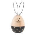 Clayre & Eef Decorative Figurine Rabbit Ø 6x14 cm Brown Wood Oval