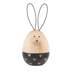 Clayre & Eef Decorative Figurine Rabbit Ø 6x14 cm Brown Wood Oval