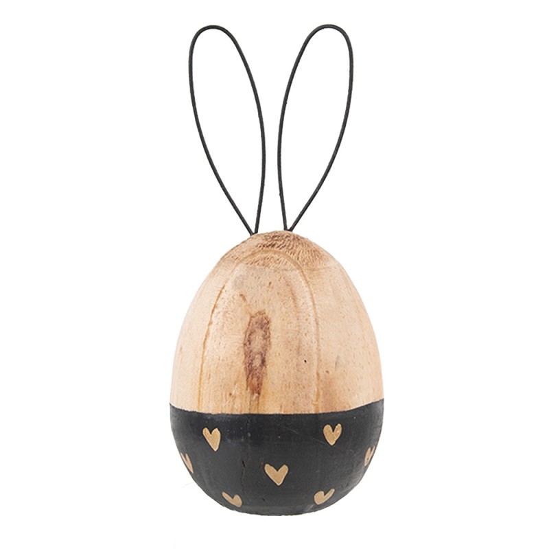Clayre & Eef Decorative Figurine Rabbit Ø 6x14 cm Brown Wood Oval