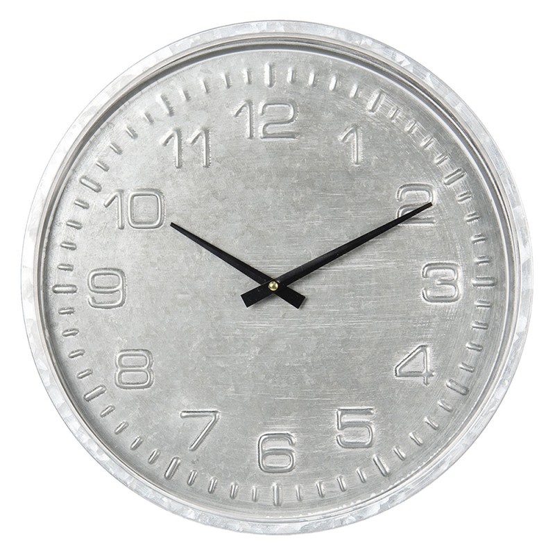 Clayre & Eef Wanduhr Ø 39 cm  Grau Holz Rund