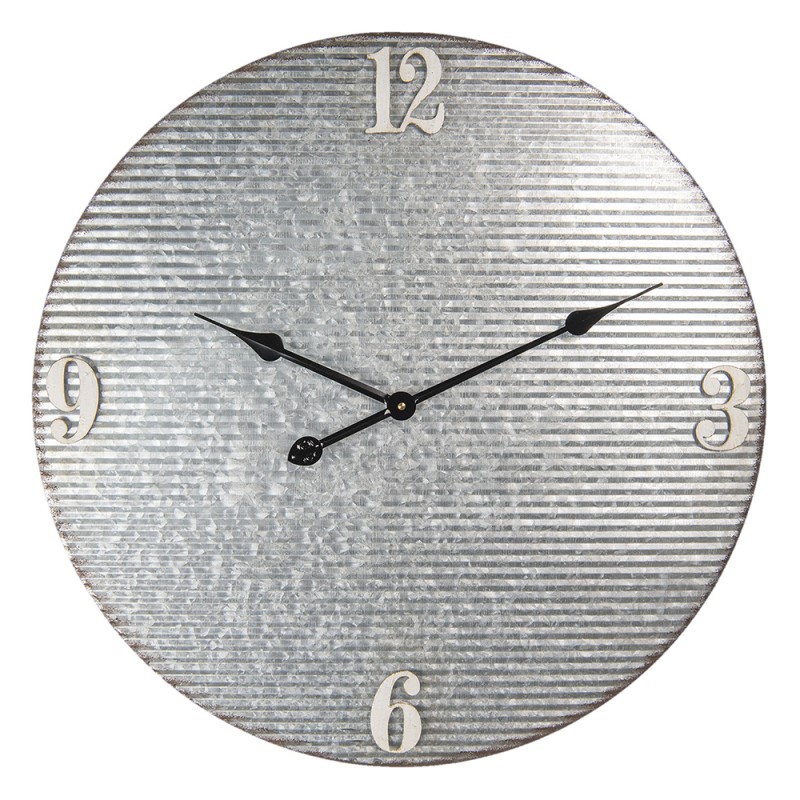 Clayre & Eef Orologio da parete Ø 60 cm Grigio Metallo Rotondo