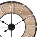 Clayre & Eef Horloge mural Ø 60 cm Marron Bois Métal Rond