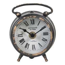 Clayre & Eef Tafelklok  9x4x10 cm Bruin Metaal Rond