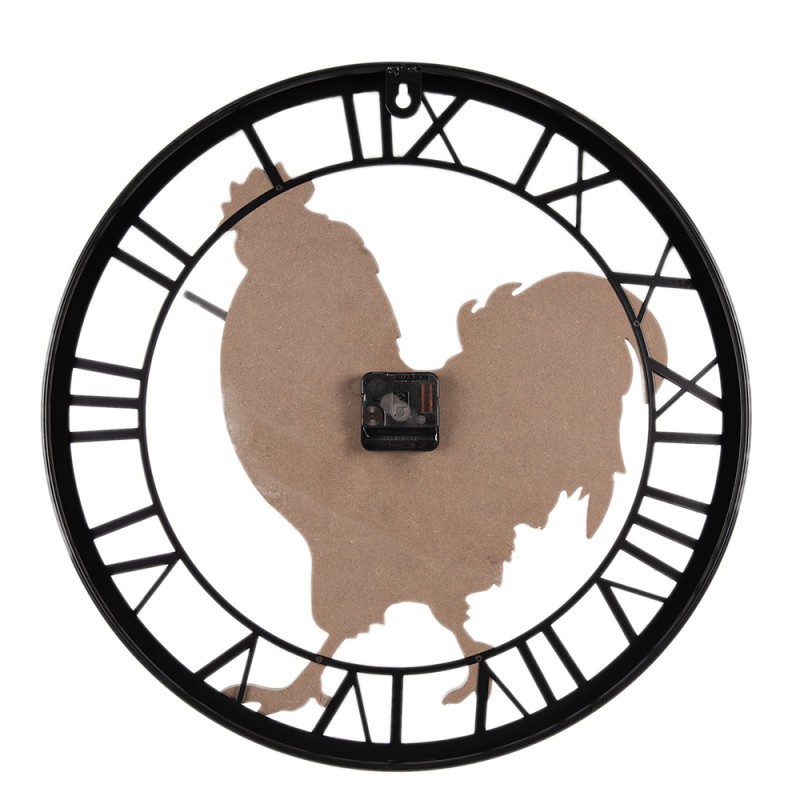 Clayre & Eef Orologio da parete Ø 50 cm Marrone Nero  MDF Ferro Pollo