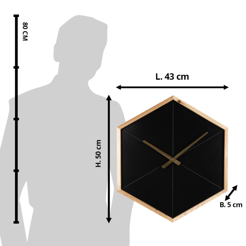 Clayre & Eef Wall Clock 50 cm Black Brown Wood