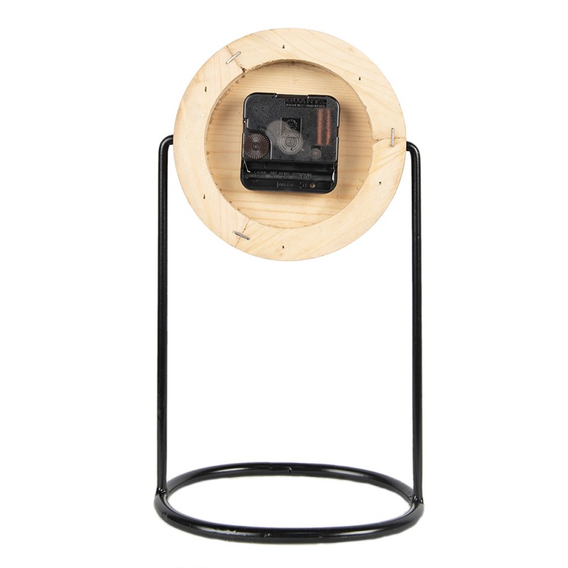 Clayre & Eef Table Clock 28 cm Brown Black Wood Iron