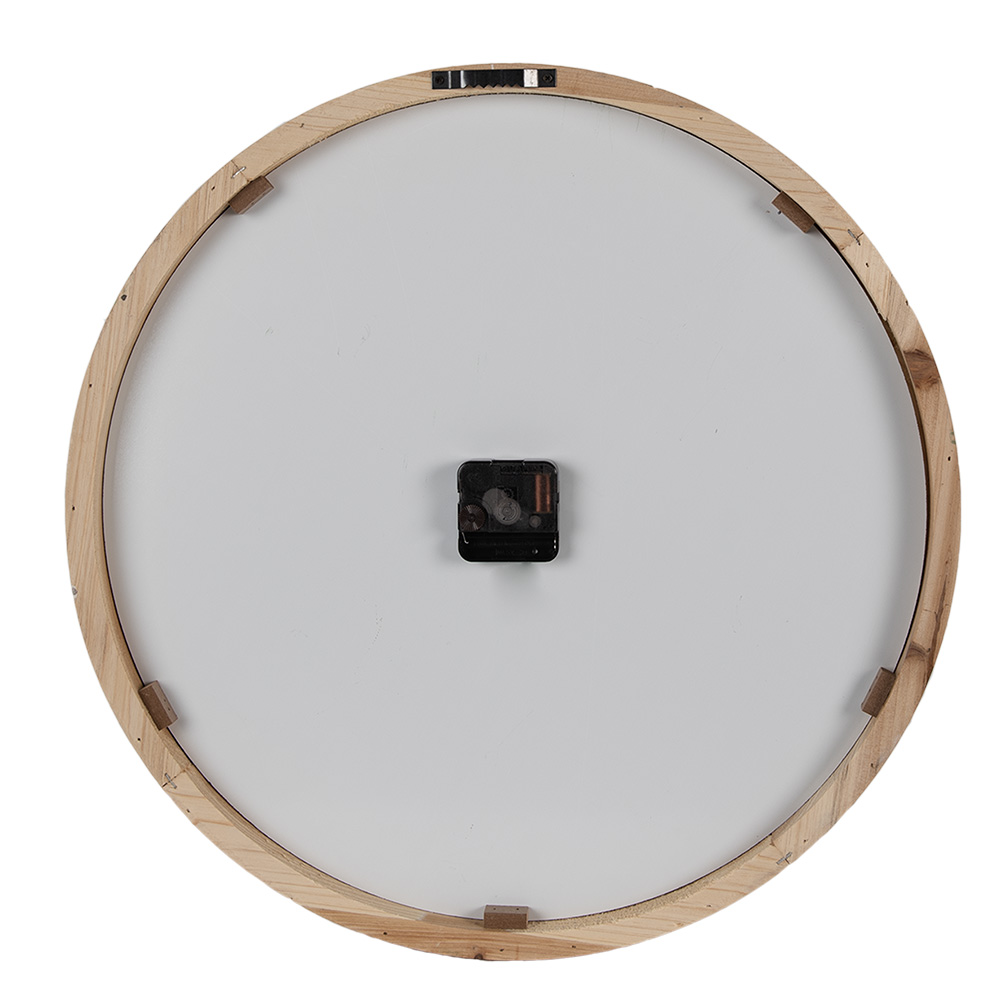 Wandklok Ø 50 Cm Wit Bruin Hout-image