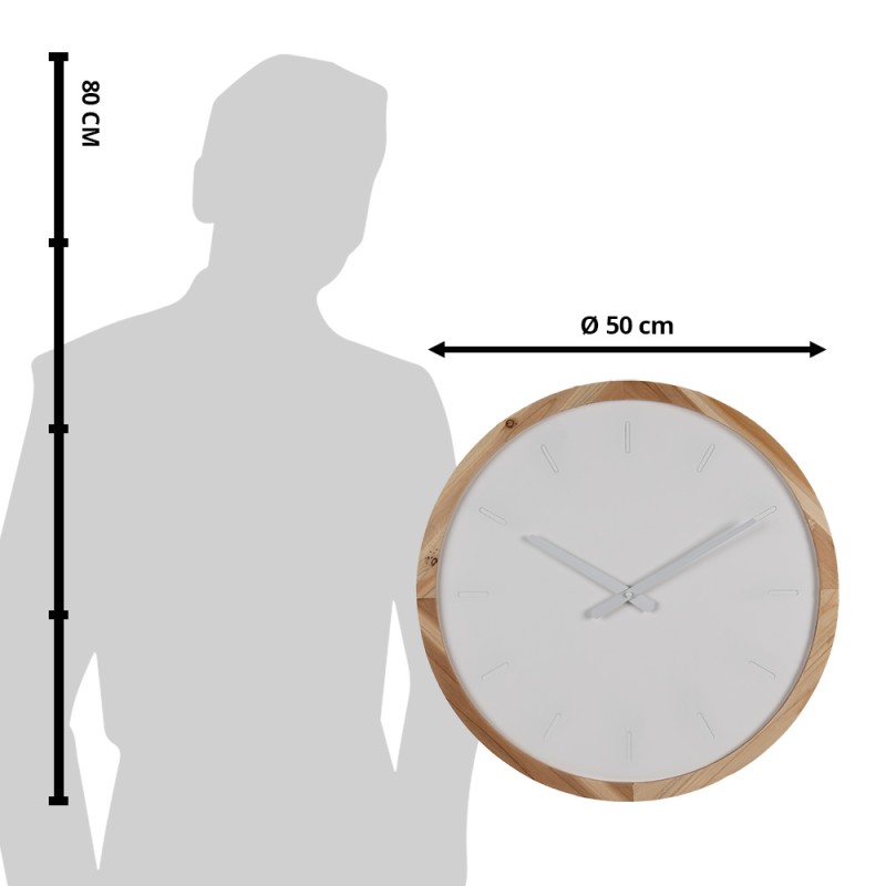 Clayre & Eef Orologio da parete Ø 50 cm Bianco Marrone  Legno