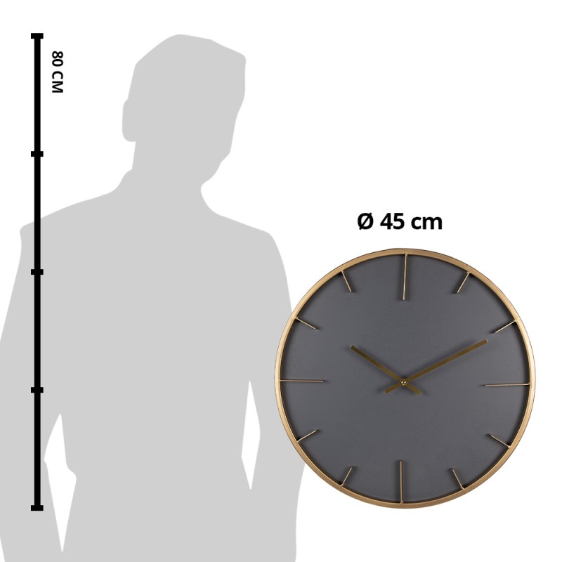 Clayre & Eef Orologio da parete Ø 45 cm Grigio Legno Ferro